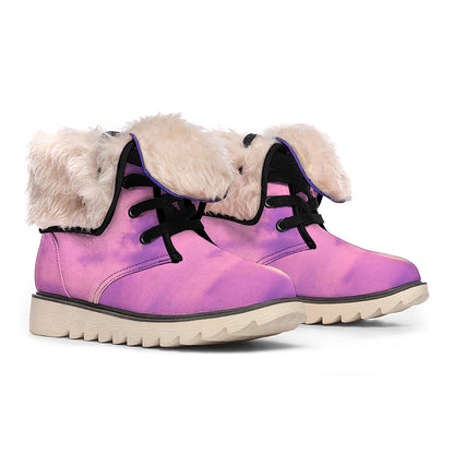 Purple Sky And Full Moon Print Winter Boots