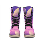 Purple Sky And Full Moon Print Winter Boots