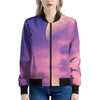 Purple Sky And Full Moon Print Women's Bomber Jacket