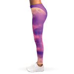 Purple Sky And Full Moon Print Women's Leggings