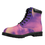 Purple Sky And Full Moon Print Work Boots
