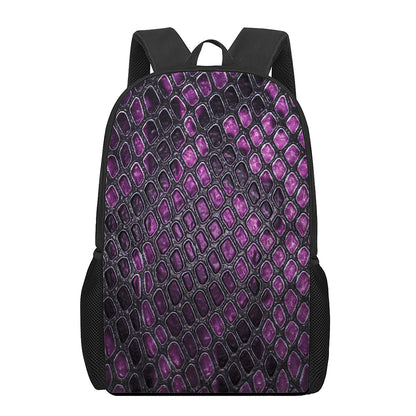 Purple Snakeskin Print 17 Inch Backpack