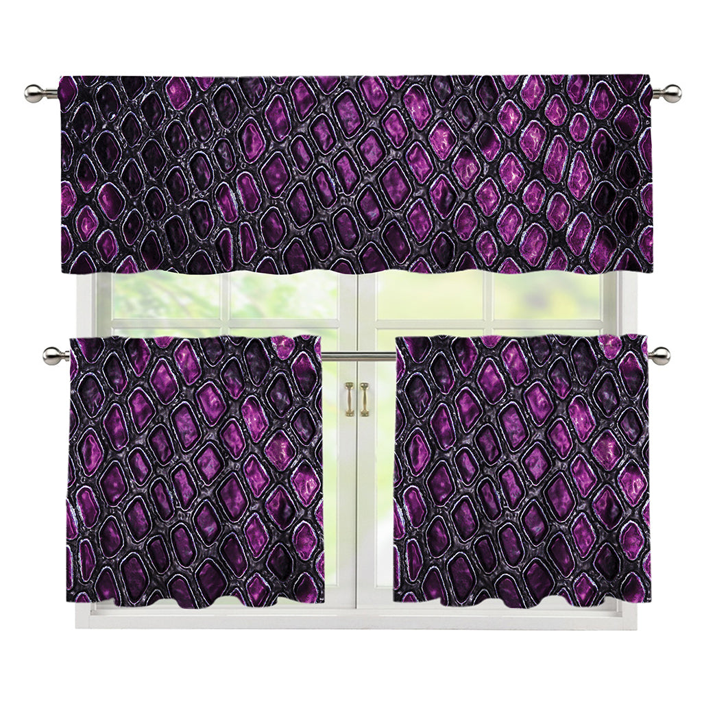 Purple Snakeskin Print 3 Piece Kitchen Curtains
