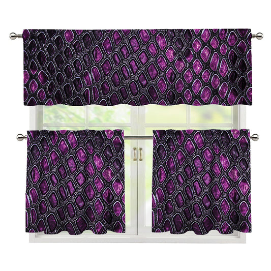 Purple Snakeskin Print 3 Piece Kitchen Curtains