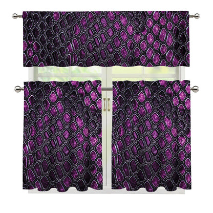 Purple Snakeskin Print 3 Piece Kitchen Curtains