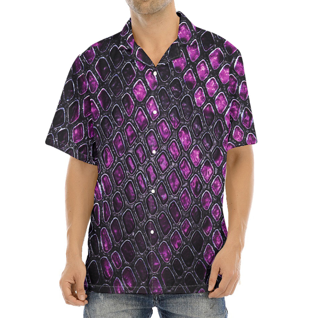 Purple Snakeskin Print Aloha Shirt