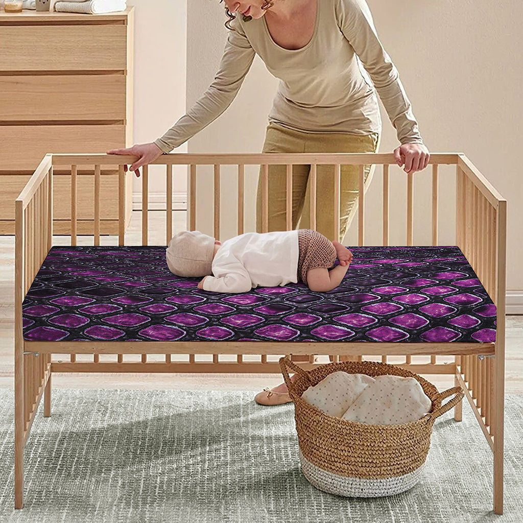 Purple Snakeskin Print Baby Crib Sheet