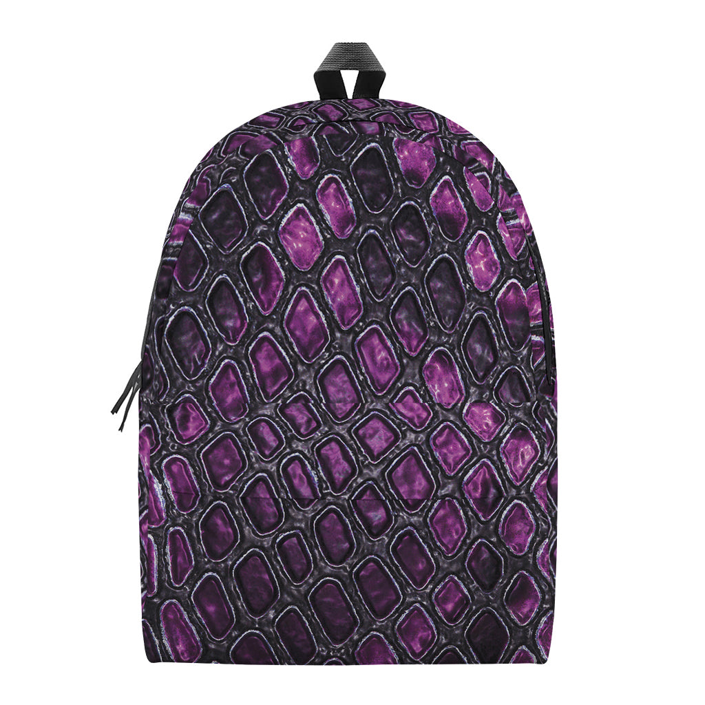 Purple Snakeskin Print Backpack