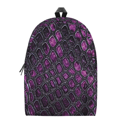 Purple Snakeskin Print Backpack