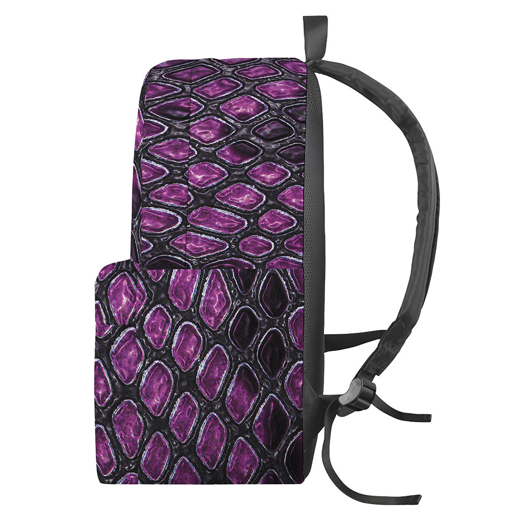 Purple Snakeskin Print Backpack