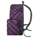 Purple Snakeskin Print Backpack