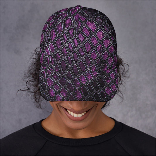 Purple Snakeskin Print Baseball Cap