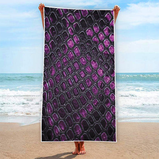 Purple Snakeskin Print Beach Towel