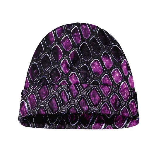 Purple Snakeskin Print Beanie