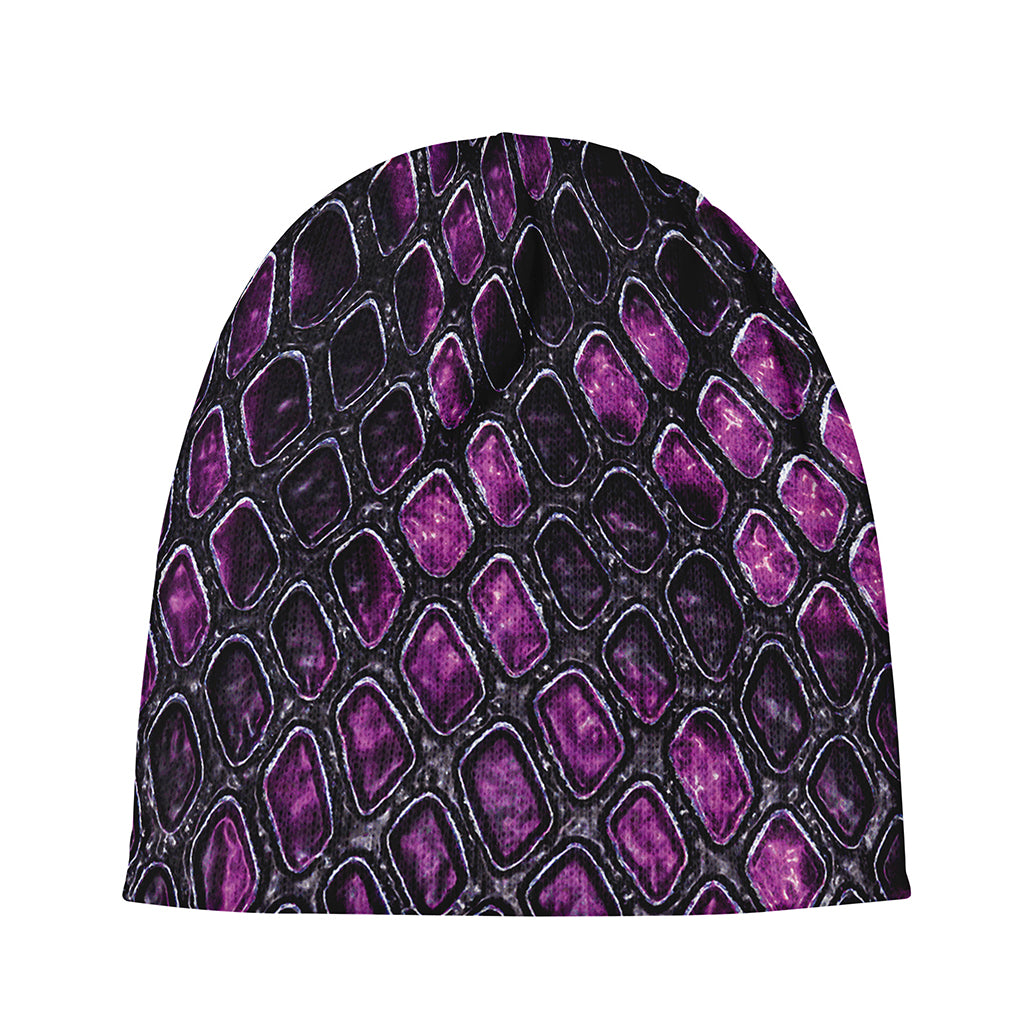 Purple Snakeskin Print Beanie
