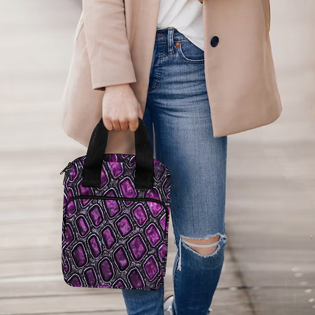 Purple Snakeskin Print Bible Tote Bag