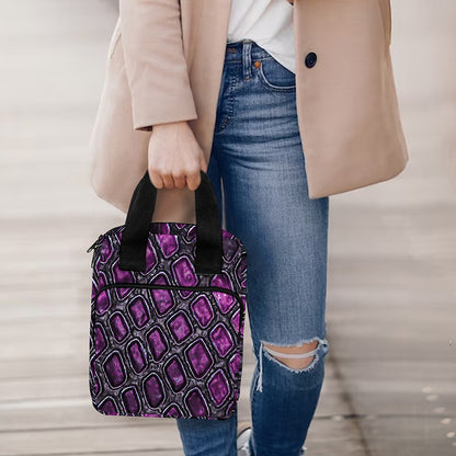Purple Snakeskin Print Bible Tote Bag