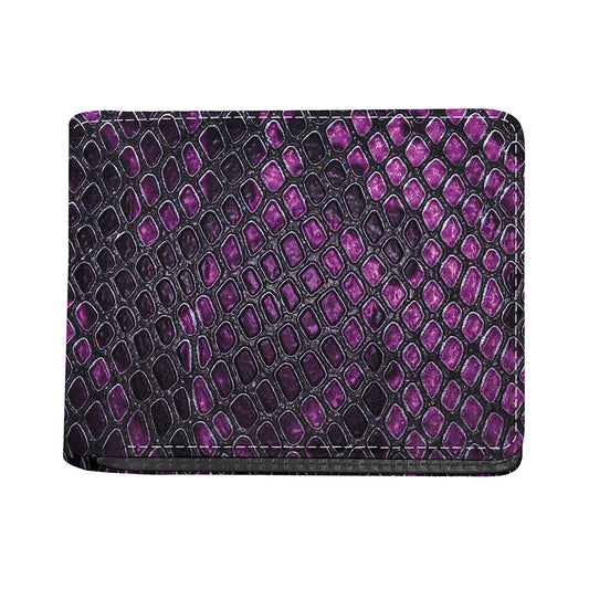 Purple Snakeskin Print Bifold Wallet