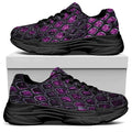Purple Snakeskin Print Black Chunky Shoes