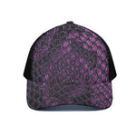 Purple Snakeskin Print Black Mesh Trucker Cap