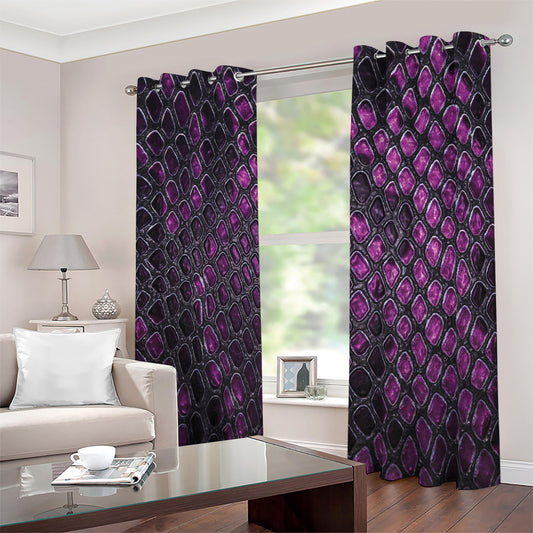 Purple Snakeskin Print Blackout Grommet Curtains