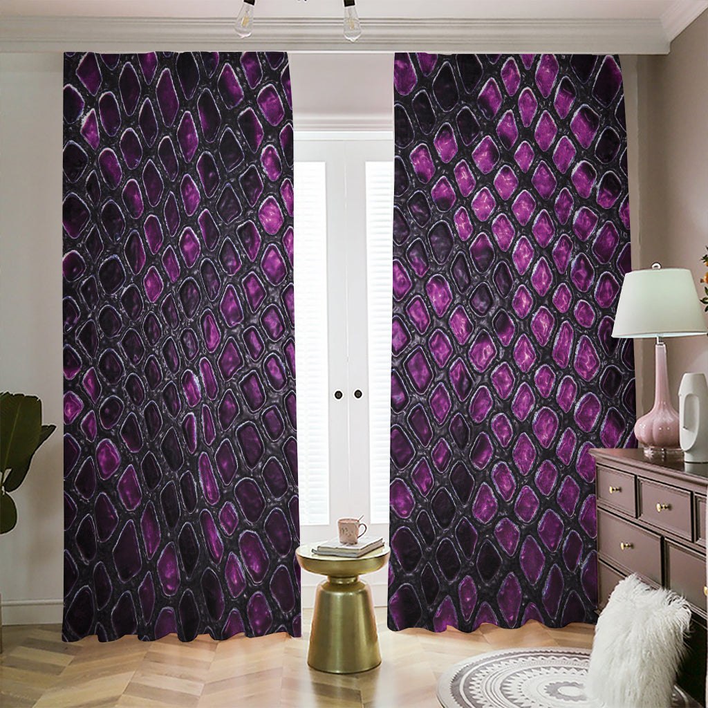 Purple Snakeskin Print Blackout Pencil Pleat Curtains