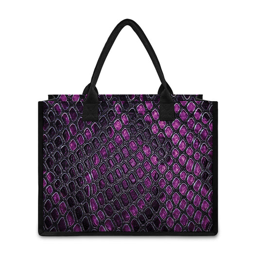 Purple Snakeskin Print Canvas Tote Bag