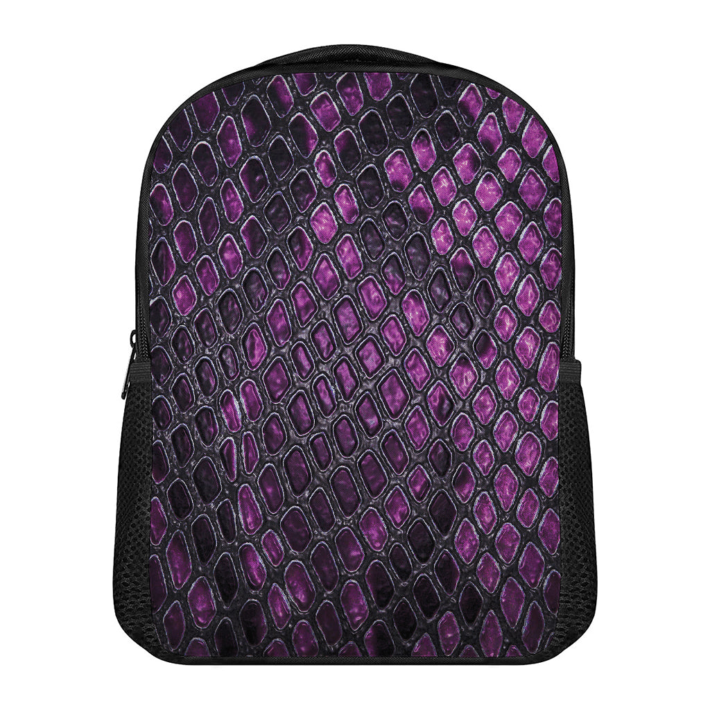 Purple Snakeskin Print Casual Backpack
