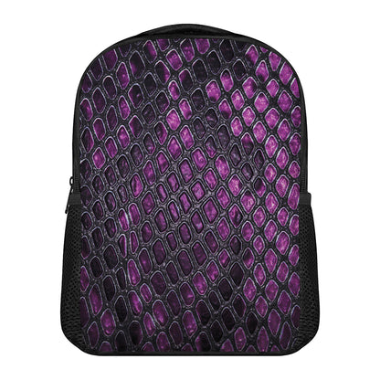 Purple Snakeskin Print Casual Backpack