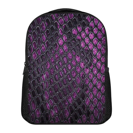 Purple Snakeskin Print Casual Backpack