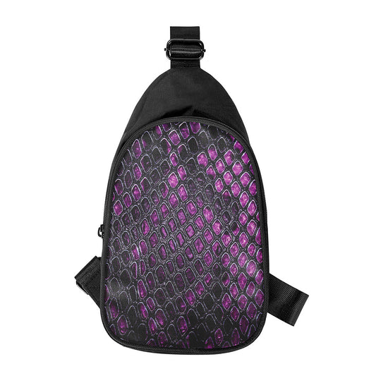 Purple Snakeskin Print Chest Bag