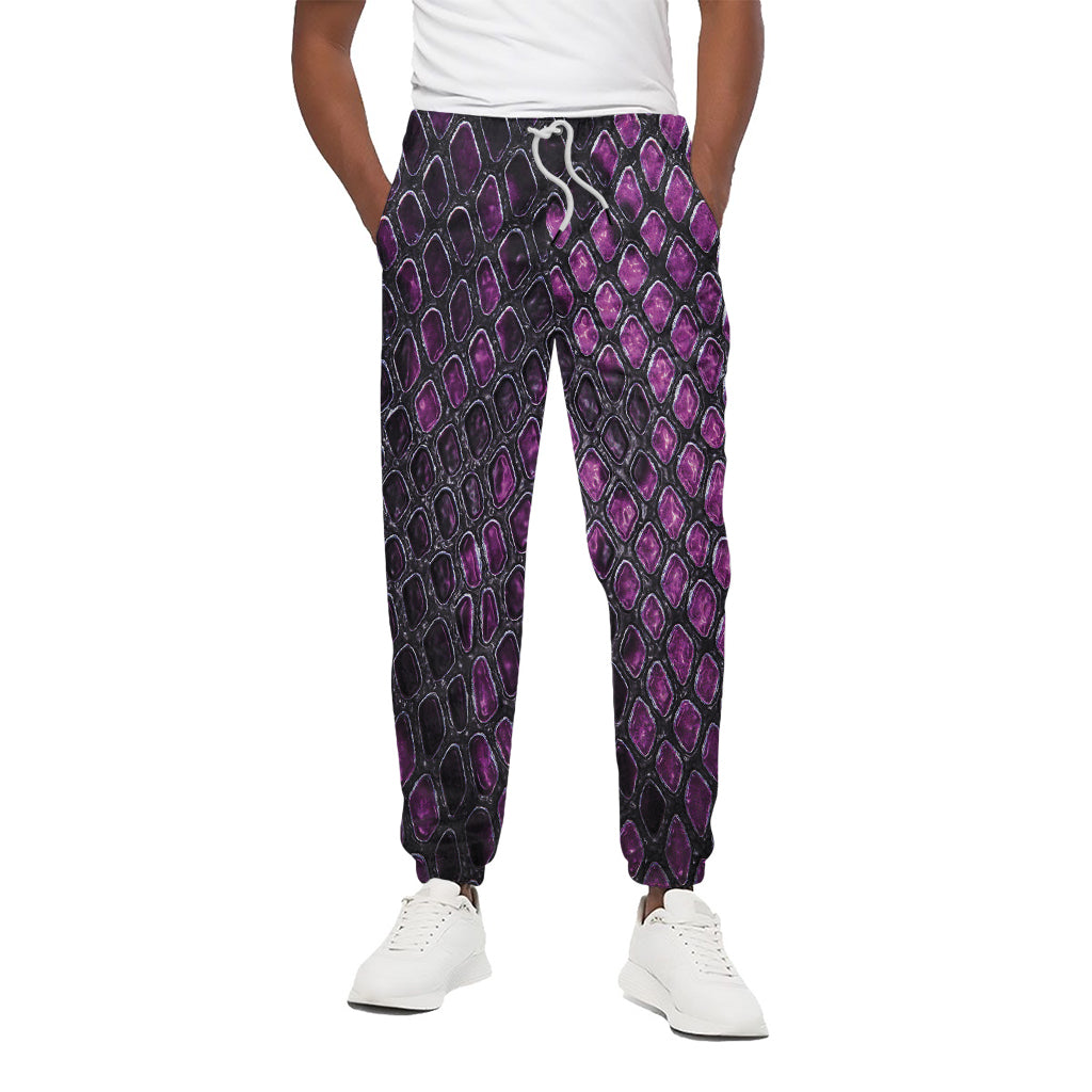 Purple Snakeskin Print Cotton Pants