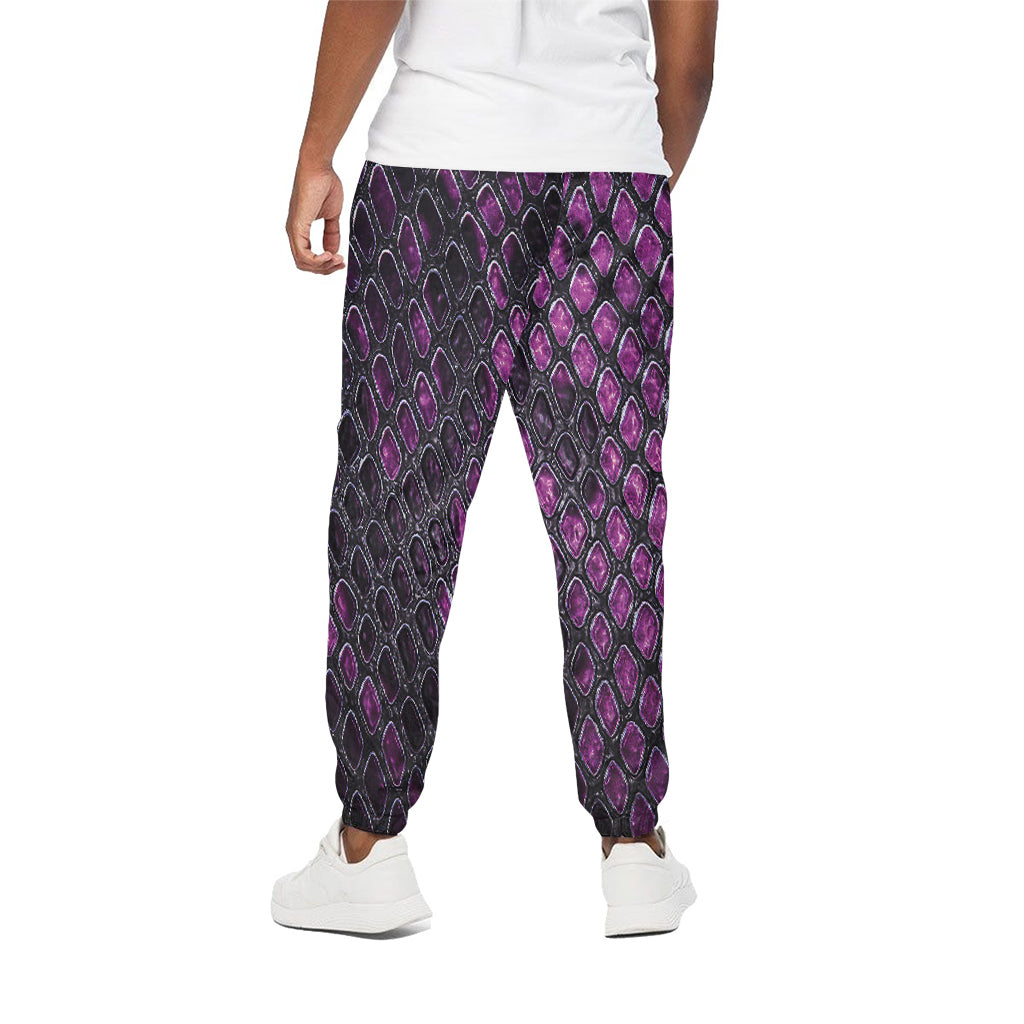 Purple Snakeskin Print Cotton Pants