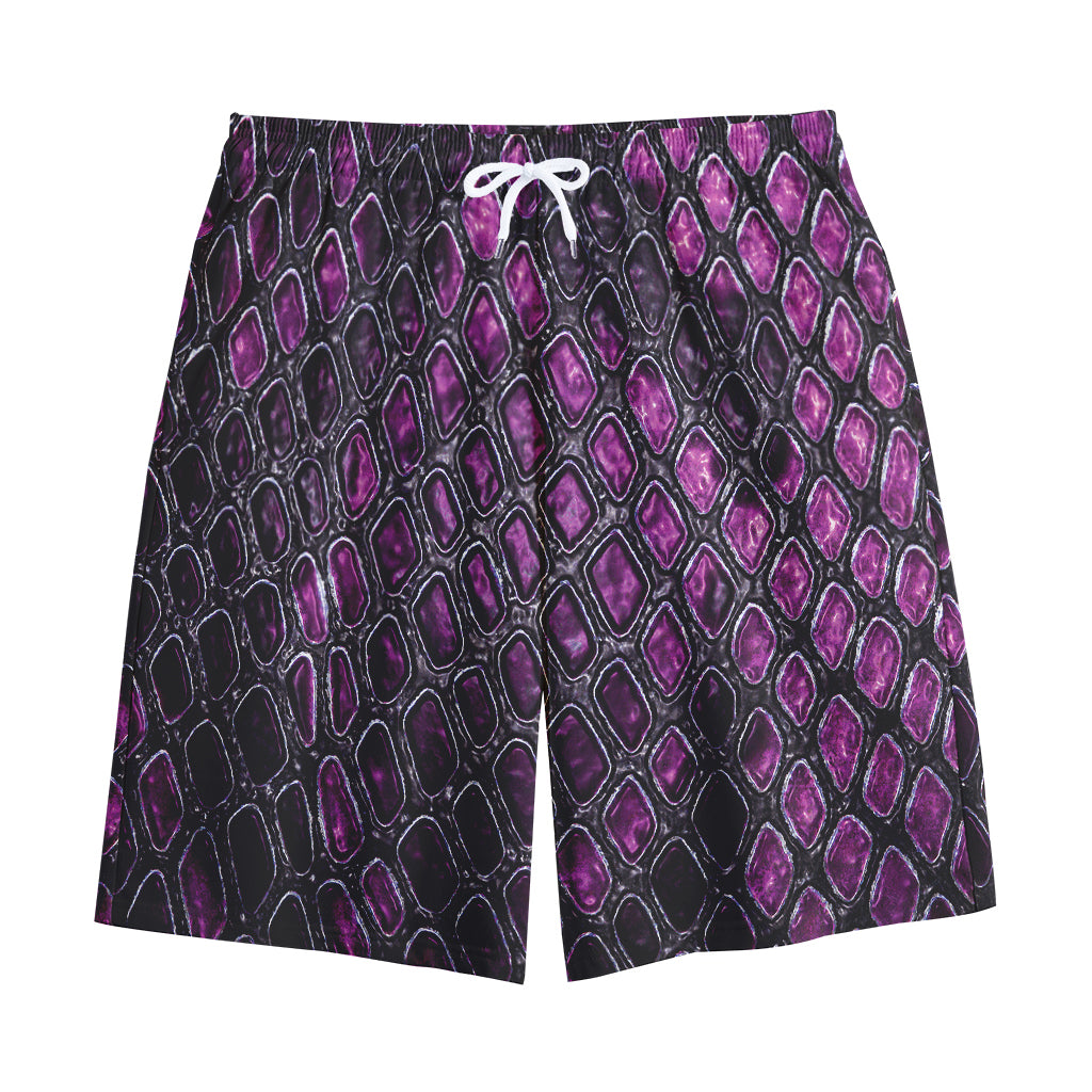 Purple Snakeskin Print Cotton Shorts