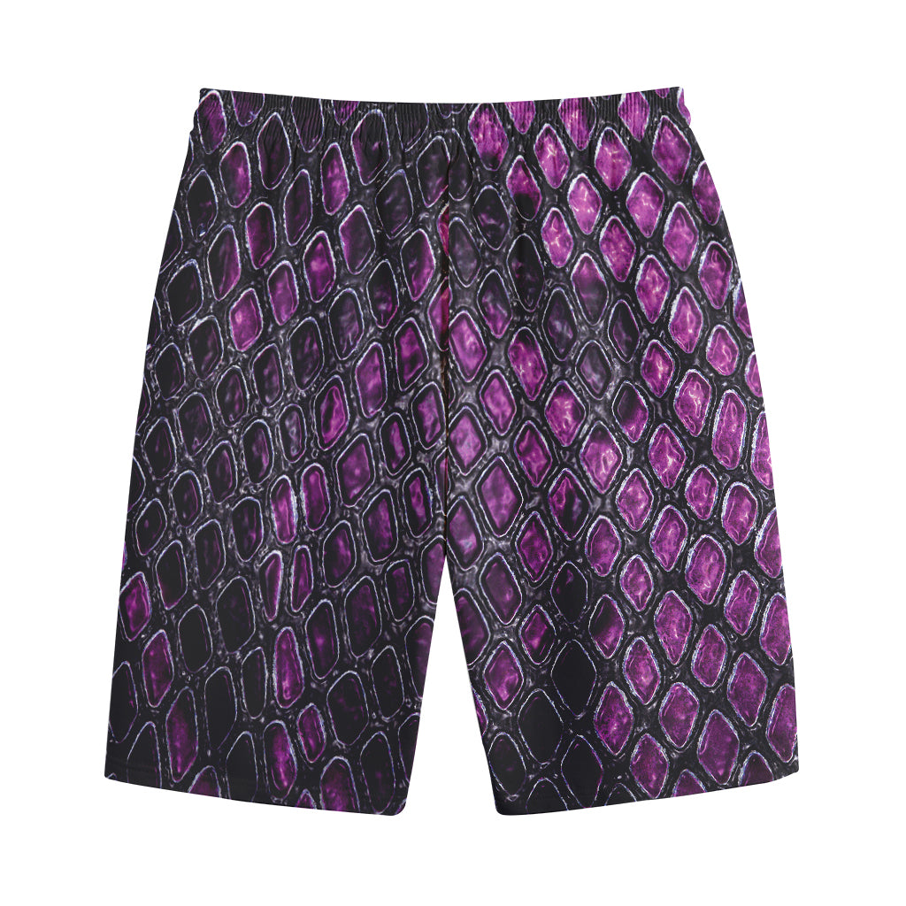 Purple Snakeskin Print Cotton Shorts