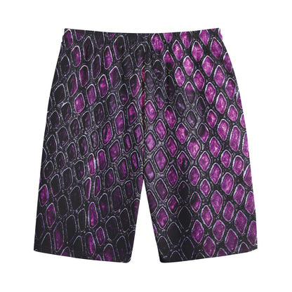 Purple Snakeskin Print Cotton Shorts