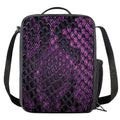 Purple Snakeskin Print Crossbody Lunch Bag
