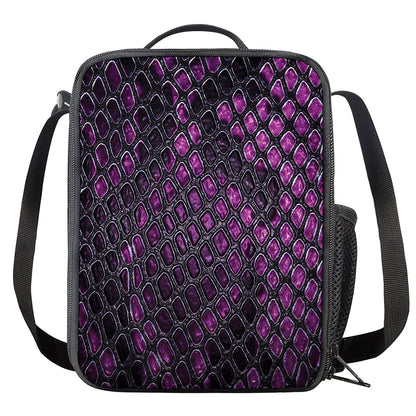 Purple Snakeskin Print Crossbody Lunch Bag