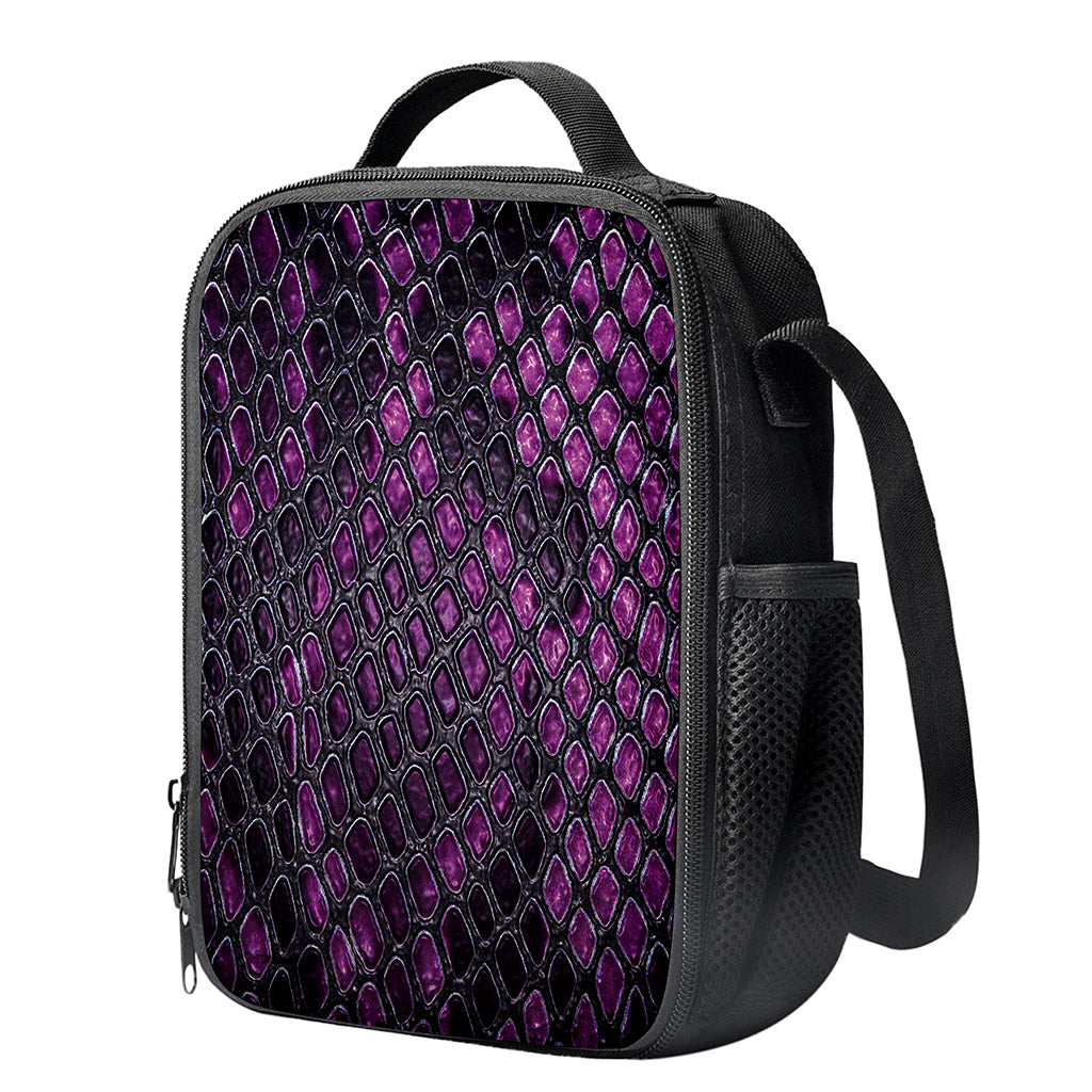Purple Snakeskin Print Crossbody Lunch Bag