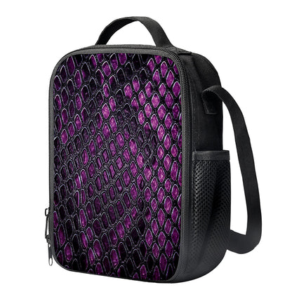Purple Snakeskin Print Crossbody Lunch Bag