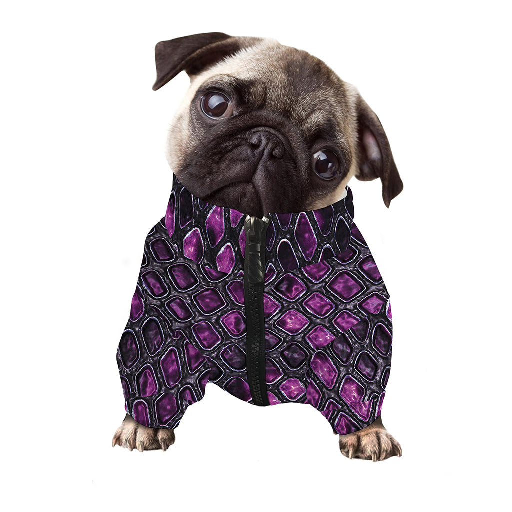 Purple Snakeskin Print Dog Zip Up Jacket