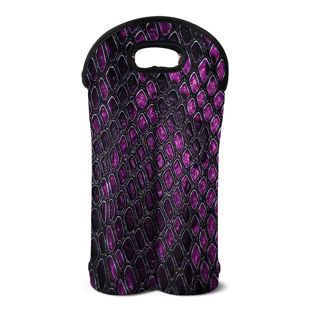 Purple Snakeskin Print Double Neoprene Wine Tote