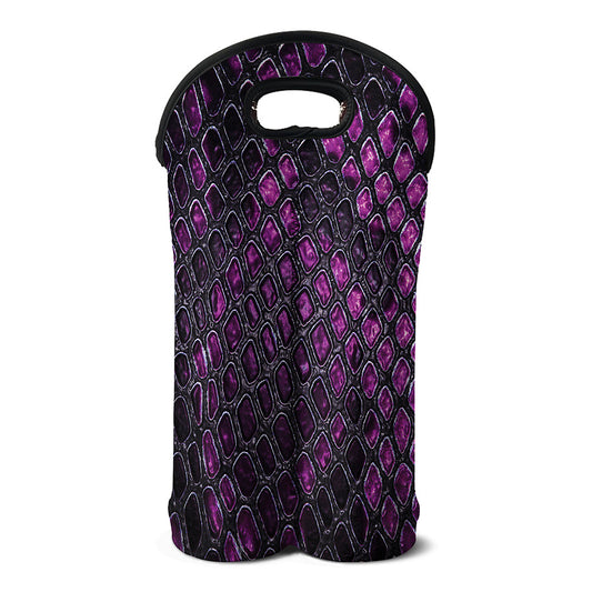 Purple Snakeskin Print Double Neoprene Wine Tote