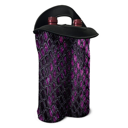 Purple Snakeskin Print Double Neoprene Wine Tote
