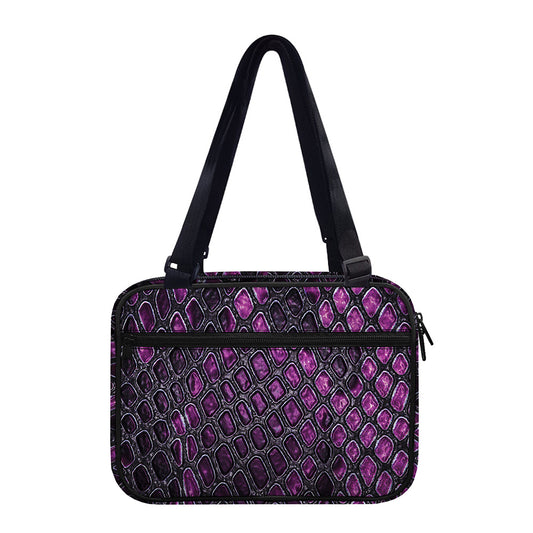 Purple Snakeskin Print Double Strap Bible Bag