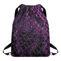 Purple Snakeskin Print Drawstring Backpack