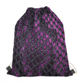Purple Snakeskin Print Drawstring Bag