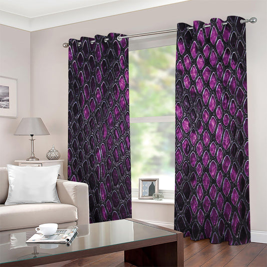 Purple Snakeskin Print Extra Wide Grommet Curtains