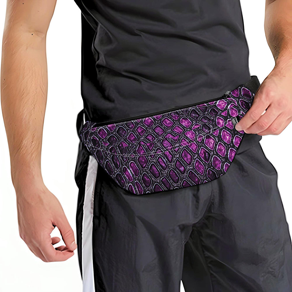 Purple Snakeskin Print Fanny Pack