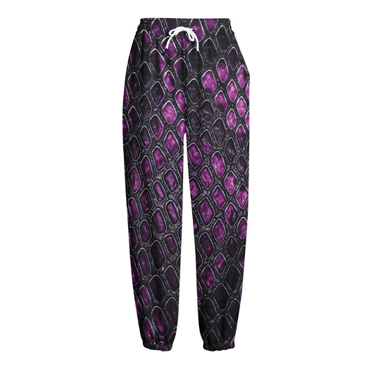 Purple Snakeskin Print Fleece Lined Knit Pants